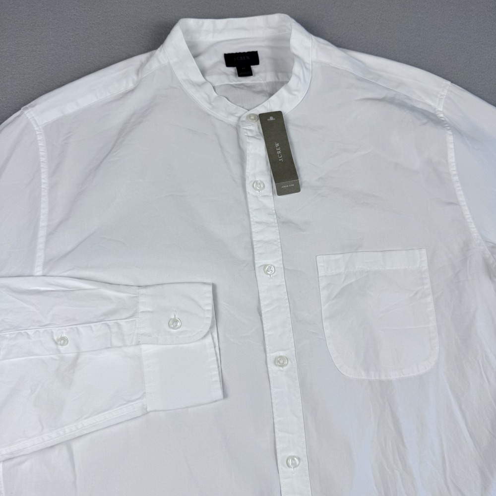 NWT J Crew Blade Collar Button Shirt Men M White Long Sleeve Dress Pocket Beach